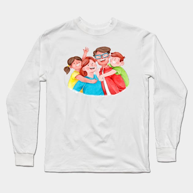 Happy Family Long Sleeve T-Shirt by Mako Design 